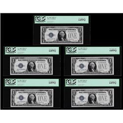 (5) Consecutive 1928A $1 Funnyback Silver Certificate Notes PCGS Very Choice New