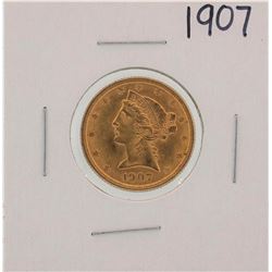 1907 $5 Liberty Head Half Eagle Gold Coin