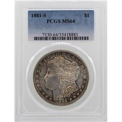 1881-S $1 Morgan Silver Dollar Coin PCGS MS64