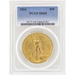 1924 $20 St. Gaudens Double Eagle Gold Coin PCGS MS65