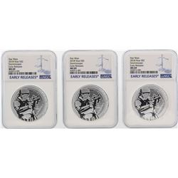 Lot of (3) 2018 Niue $2 Star Wars Stormtrooper Silver Coins NGC MS69 Early Relea