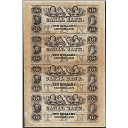 Uncut Sheet of 1800's $10 Canal Bank Obsolete Notes