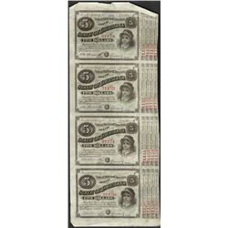 Uncut Sheet of (4) State of Louisiana Baby Bond Obsolete Notes