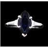 Image 1 : 14KT White Gold 2.13 ctw Blue Sapphire and Diamond Ring