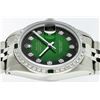 Image 5 : Rolex Men's Stainless Steel 36mm Green Vignette Diamond Datejust Wristwatch