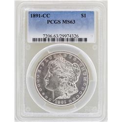 1891-CC $1 Morgan Silver Dollar Coin MS63