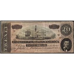 1864 $20 Confederate States of America Note