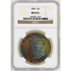1885 $1 Morgan Silver Dollar Coin NGC MS63* AMAZING TONING