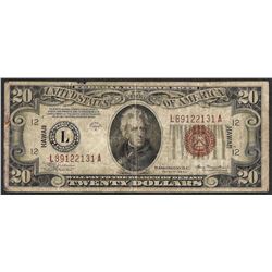 1934A $20 Federal Reserve WWII Emergency Hawaii Note