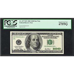 2001 $100 Federal Reserve STAR Note PCGS Superb Gem New 67PPQ