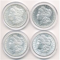 (4) UNCIRCULATED S MINT SAN FRANCISCO SILVER DOLLARS 1878-1887-1889-1890 WINNER TAKE ALL! NO RESERVE