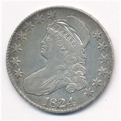 1824 CAPPED BUST SILVER HALF DOLLAR .50C