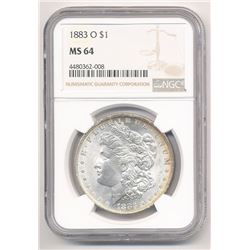 1883-O $1 MORGAN SILVER DOLLAR NGC MS 64 ML1
