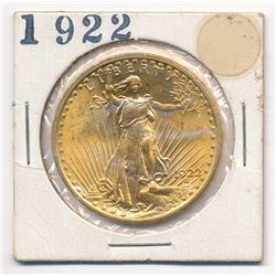 1922 MS 63 OR POSSIBLY HIGHER $20.00 GOLD SAINT GAUDENS