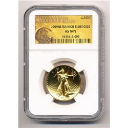 2009 $20 ULTRA HIGH RELIEF GOLD SAINT-GAUDENS DOUBLE EAGLE NGC MS 70 PL