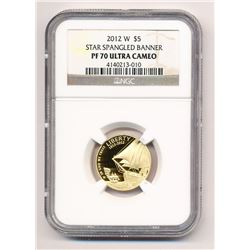 2012-W $5 STAR SPANGLED BANNER GOLD COMMEMORATIVE NGC PF 70 ULTRA CAMEO