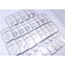 HUGE LOT OF (29) AMERICAN SILVER EAGLES 1986-2014 ALL GRADED BY NGC MS 69 WINNER TAKES ALL!!