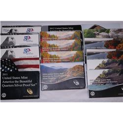 UNITED STATES MINT AMERICA THE BEAUTIFUL & 50 STATE QUARTERS SILVER PROOF SETS (16)