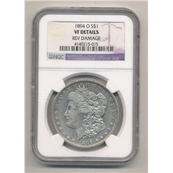 1894-O MORGAN SILVER DOLLAR NGC VF DETAILS REV DAMAGE