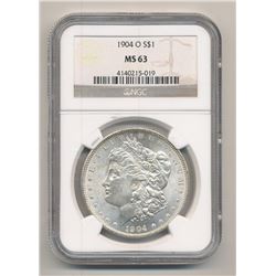 1904-O MORGAN SILVER DOLLAR NGC MS 63 BROWN LABEL