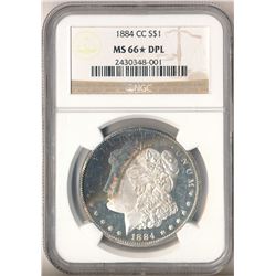*UNIQUE RAINBOW TONING* 1884 NGC CARSON CITY MORGAN SILVER DOLLAR MS66? DEEP MIRROR PROOF LIKE!