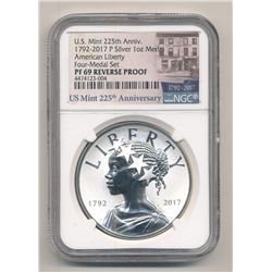 2017-P AMERICAN LIBERTY REVERSE PROOF SILVER 1 OZ MEDAL NGC PF69 ULTRA CAMEO US MINT 225TH ANNIVERS.