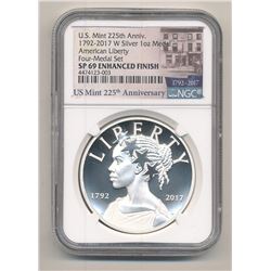 2017-W AMERICAN LIBERTY SILVER 1 OZ MEDAL NGC SP 69 ENHANCED FINISH US MINT 225TH ANNIVERSARY