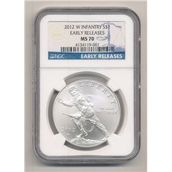 2012-W INFANTRY SOLDIER COMMEMORATIVE SILVER DOLLAR NGC MS 70 EARLY RELEASES