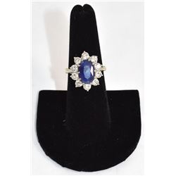 INCREDIBLE 14k STAMPED WHITE GOLD PURPLE SAPPHIRE DIAMOND RING
