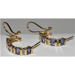 14k Solid Yellow Gold Prong setting Sparkle Amethyst Earrings