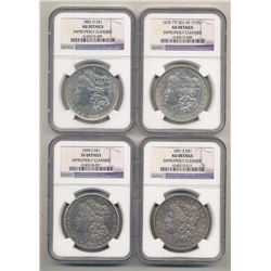 LOT OF (4) NGC MORGAN SILVER DOLLARS AU & XF DETAILS 1878/1883-O/1891/1898-S