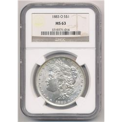 1883-O MORGAN SILVER DOLLAR NGC MS 63 BROWN LABEL