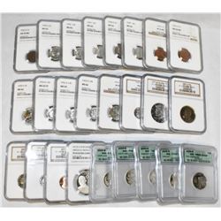HUGE LOT OF (25) MIXED VARIETY CERTIFIED U.S. COINS GRADED BY NGC & ICG SOME SILVER COINS INCLUDED