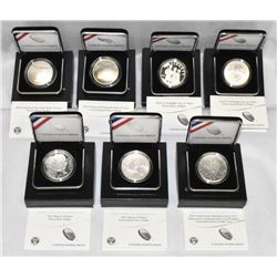 LOT OF (6) US MINT COMMEMORATIVE PROOF & UNCIRCULATED SILVER DOLLAR IN ORIGINAL GOVERNMENT PACKAGING