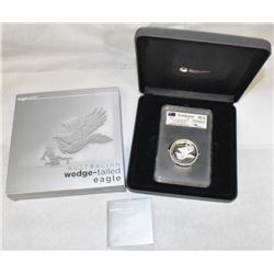 2014-P $8 HIGH RELIEF AUSTRALIAN WEDGE-TAILED EAGLE 5 OZ SLVR PF PCGS PR69 DCAM JOHN MERCANTI SIGNAT