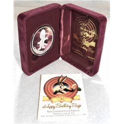 HAPPY BIRTHDAY BUGS "ELMER FUDD" CWAZY WABBIT! RARE LIMITED PROOF EDITION 2ND IN SET 1 OZ SILVER RND