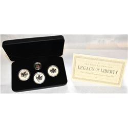 2004-2005 4-PC PURE SILVER MAPLE LEGACY OF LIBERTY COMMEMORATIVE SET WITH BOX & COA