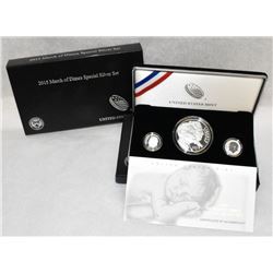 2015 US MINT MARCH OF DIMES SPECIAL SILVER SET WITH BOX & COA