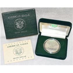 UNCIRCULATED 1992 US MINT AMERICAN SILVER EAGLE 1 OZ WITH ORIGINAL GREEN BOX AND COA