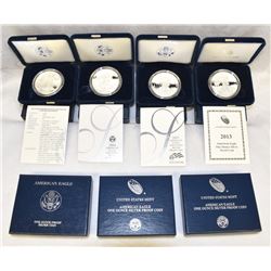 LOT OF (7) AMERICAN SILVER EAGLE PROOF 1 OZ COINS WITH BOX & COA US MINT