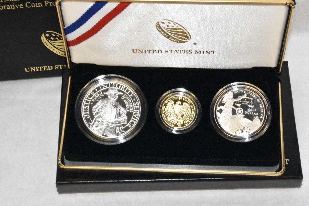 2015 US Marshal Service 225th Anniv Commemorative Proof 3 Coin Set w//COA/&Box 1
