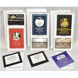 LOT OF (3) FRANKLIN MINT COMMEMORATIVE SOLID STERLING SILVER MEDALS WITH BOX & COA