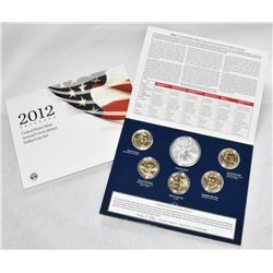 2012 UNITED STATES MINT ANNUAL UNCIRCULATED DOLLAR COIN SET (SILVER EAGLE AND GOLDEN DOLLARS)