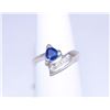Image 2 : 14K WHITE GOLD RING SIZE 4.75 WITH TRIANGULAR SAPPHIRE AND (4) DIAMONDS