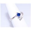 Image 3 : 14K WHITE GOLD RING SIZE 4.75 WITH TRIANGULAR SAPPHIRE AND (4) DIAMONDS