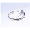 Image 4 : 14K WHITE GOLD RING SIZE 4.75 WITH TRIANGULAR SAPPHIRE AND (4) DIAMONDS