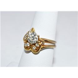 BEAUTIFUL 14K YELLOW GOLD LADY'S DIAMOND WEDDING RING SET SIZE 6.25
