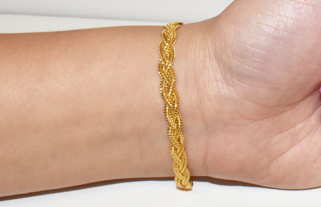 Luxury Yellow Gold Womens Bracelet 21K wheat link