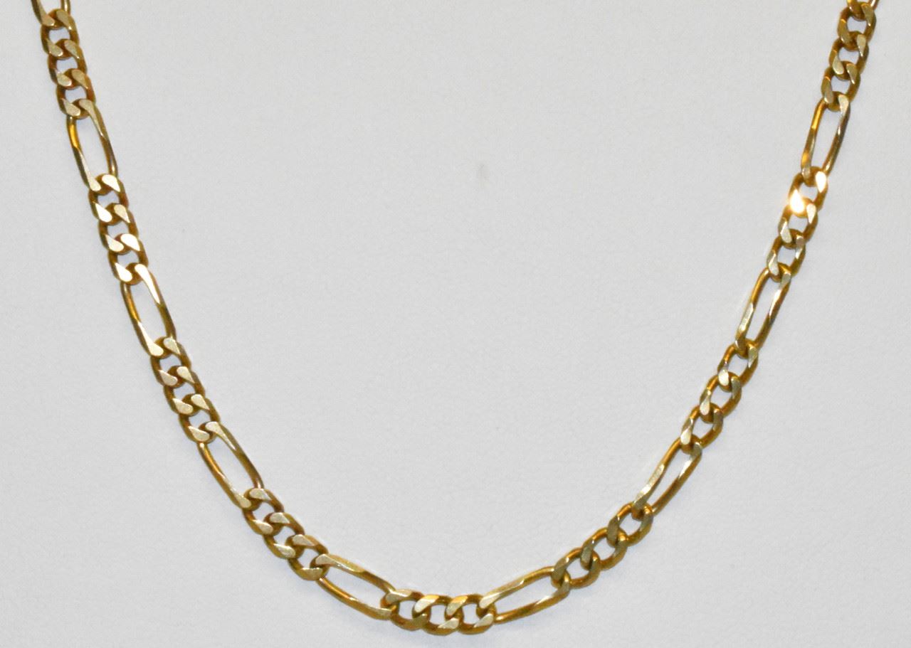 Men S 14k Yellow Gold 3mm Figaro Chain Necklace