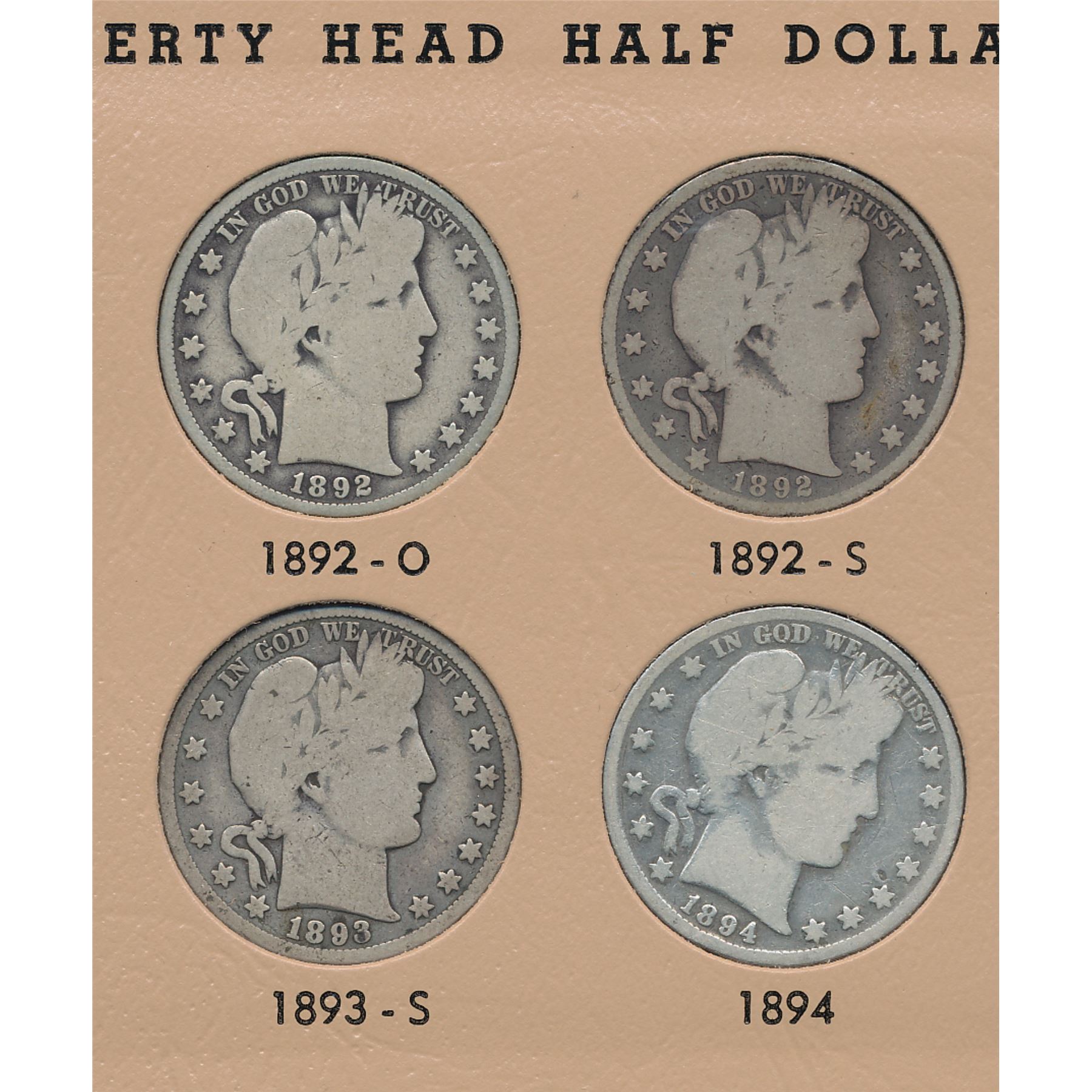 ONE COMPLETE SET OF BARBER HALF DOLLARS 18921916 (73 COINS)